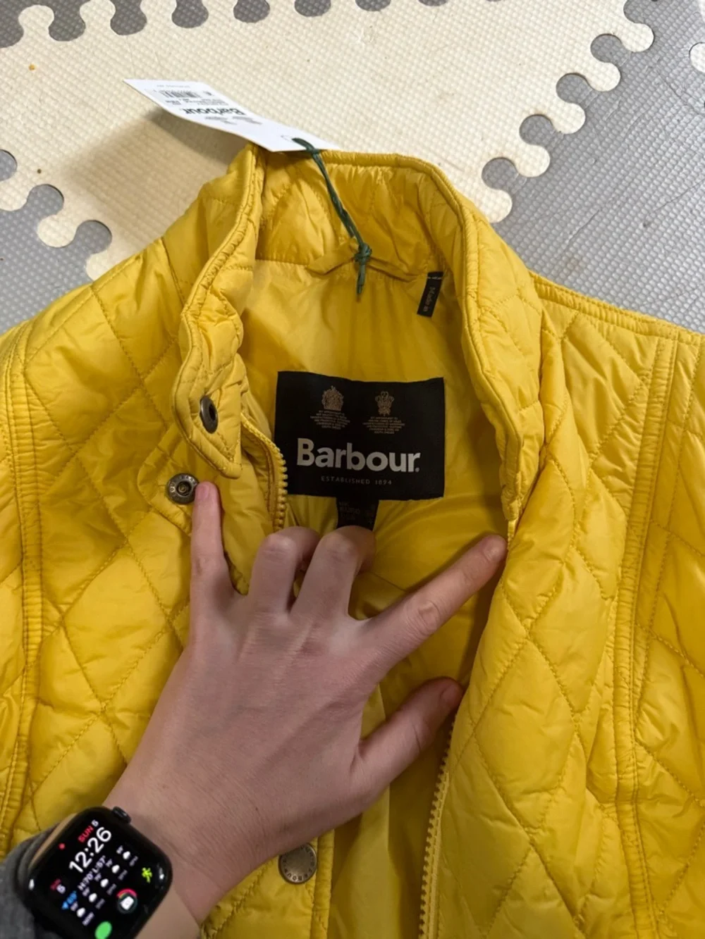 Barbour Quilted Mustard Yellow Sleeveless Vest - Picture 2 of 3